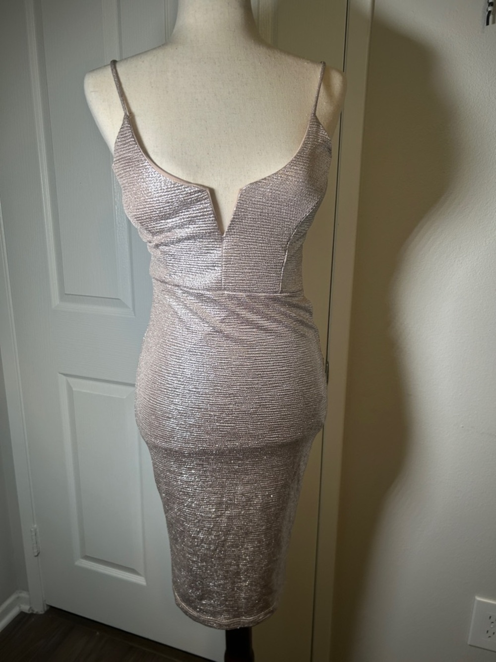 Guess Rose Gold Shimmer Mini Dress